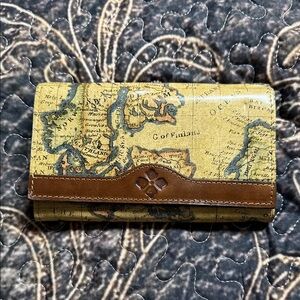 Patricia Nash Map Print Leather Wallet - Yellow & Brown